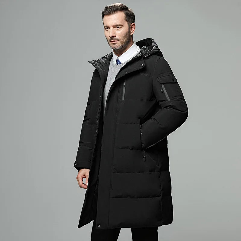 Men's Long Parkas Oversized Thick Male Coat High Quality Fleece Casual Padded Jackets Men Warm Jacket